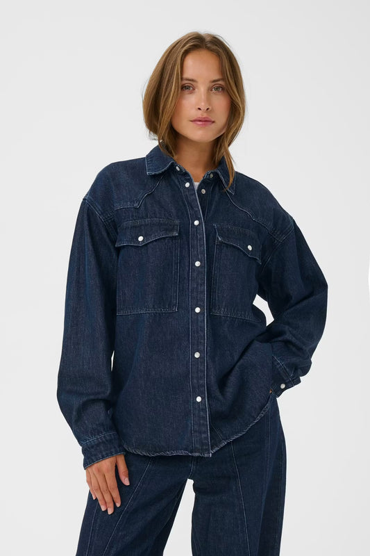 Kaffe KAeloise Denim Shirt Dark Blue Denim