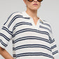 Staple the Label Solstice Knit Polo Top White/Navy Stripe