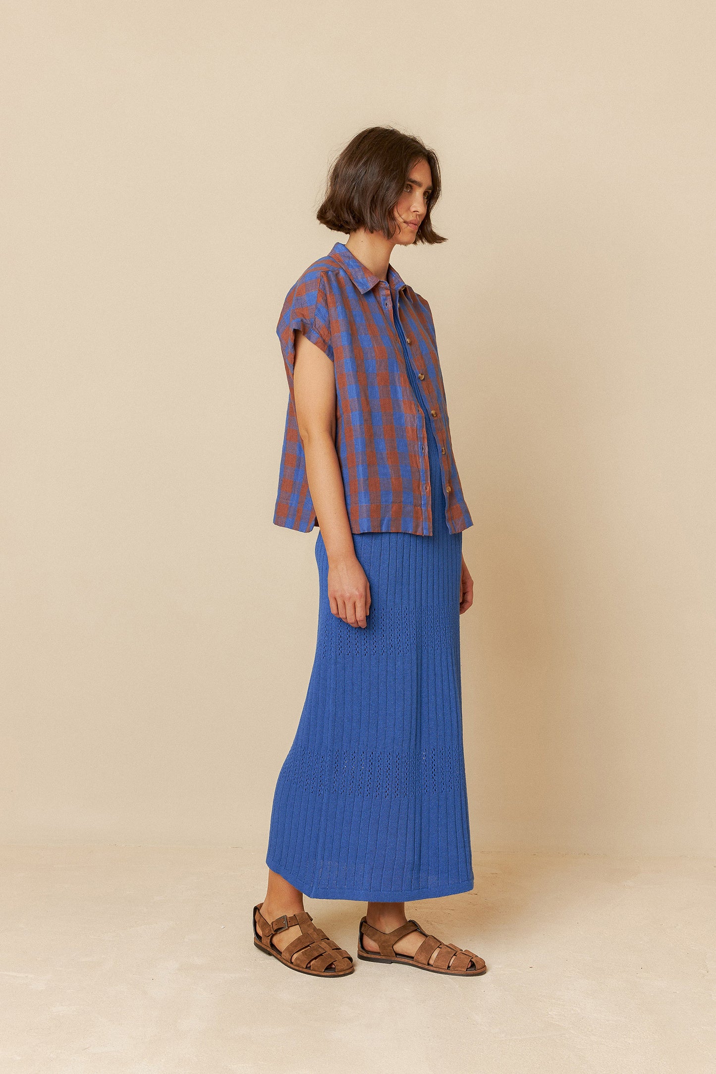 Indi and Cold Vichy Check Shirt in Azul Klein Check