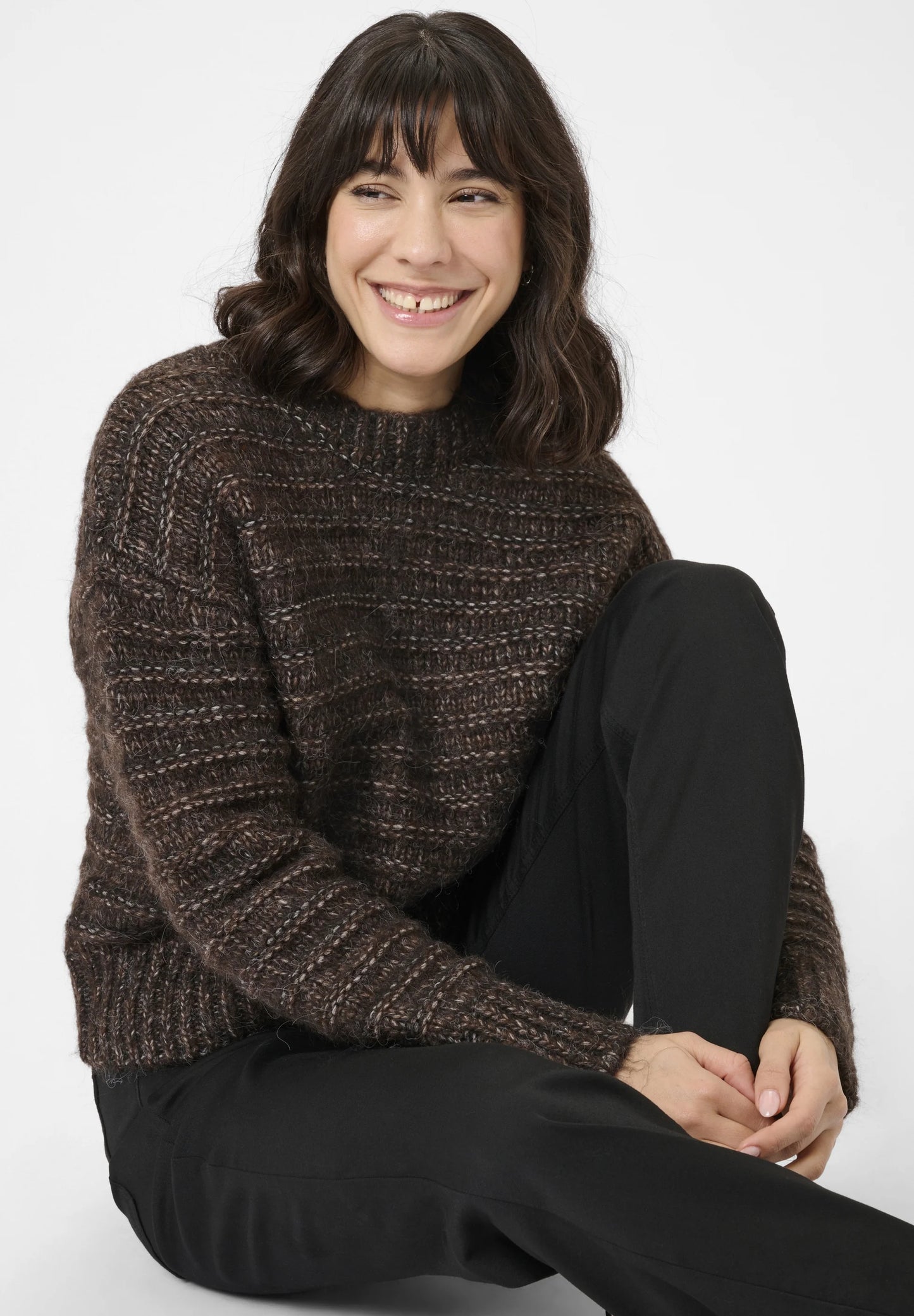 Kaffe KAmarena Knit Pullover Black Coffee Melange