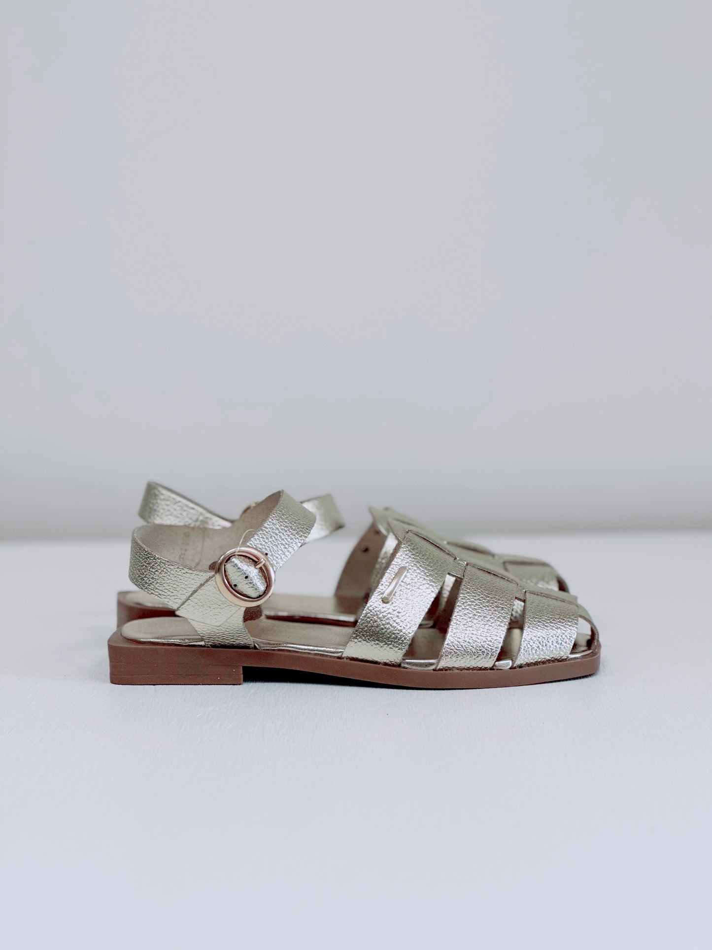 Nu X Neo Wanda Cage Sandal in Gold Leather