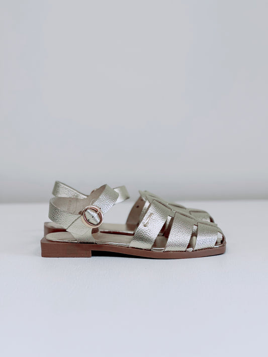 Nu X Neo Wanda Cage Sandal in Gold Leather