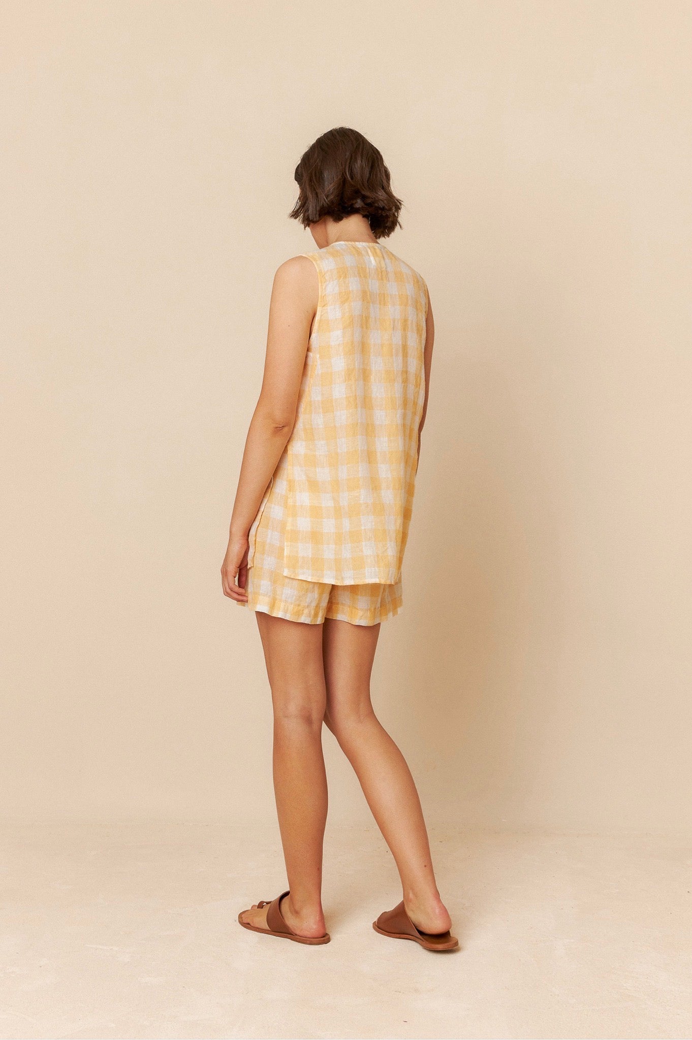 Indi and Cold Retro Vichy Top in Mandarina