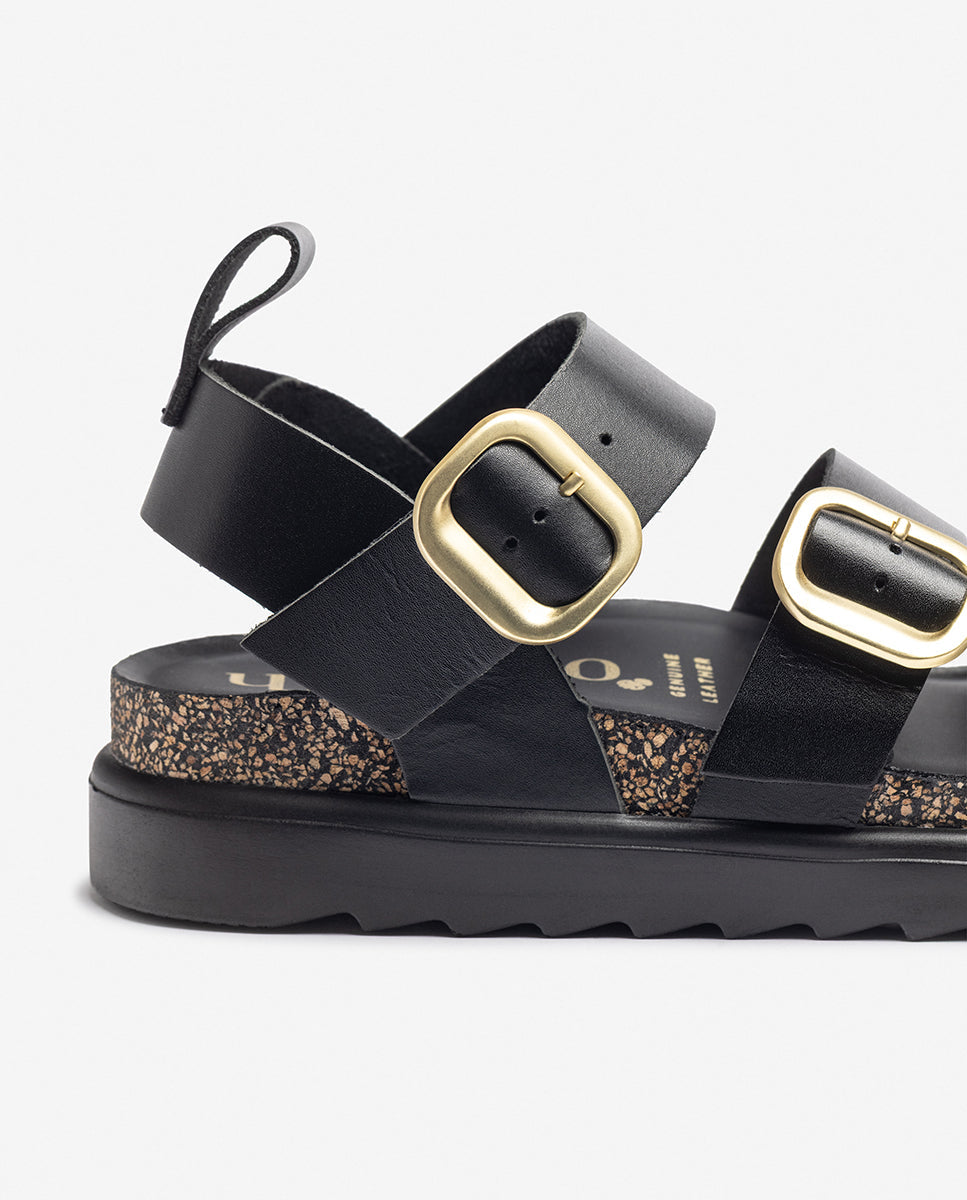Yokono Tunez 127 Leather Sandal in Black