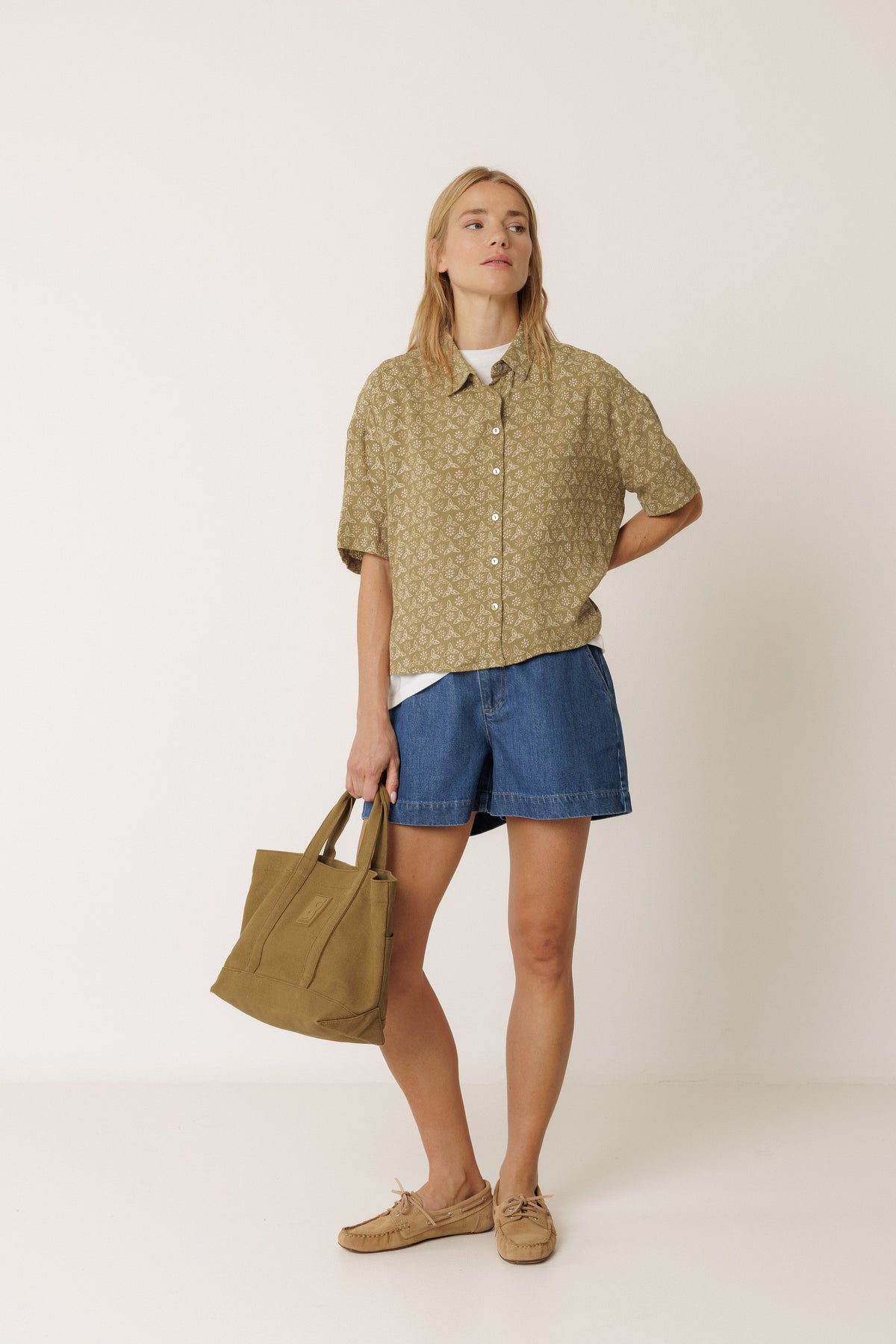Indi & Cold Oversized Block Print Short Sleeve Shirt