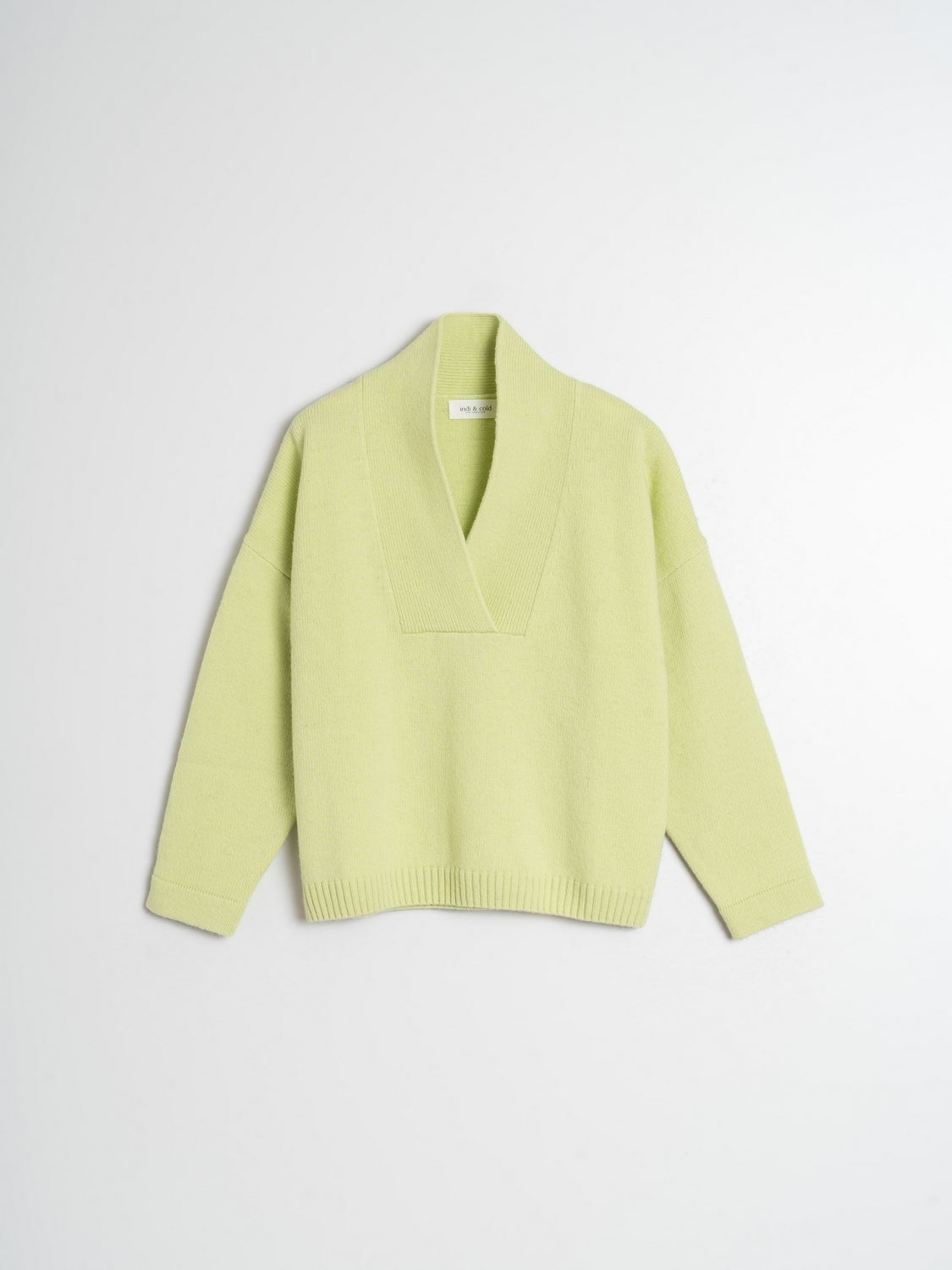 Indi & Cold Knitted Jumper with Shawl Collar in Sorbet