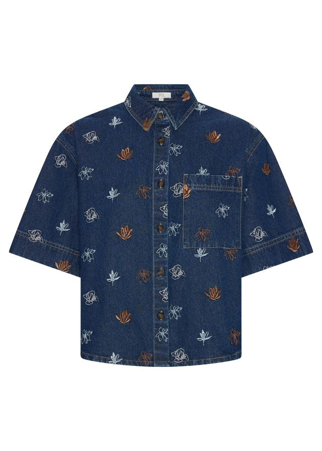 POL Gilt Emb. Shirt Denim/Copper