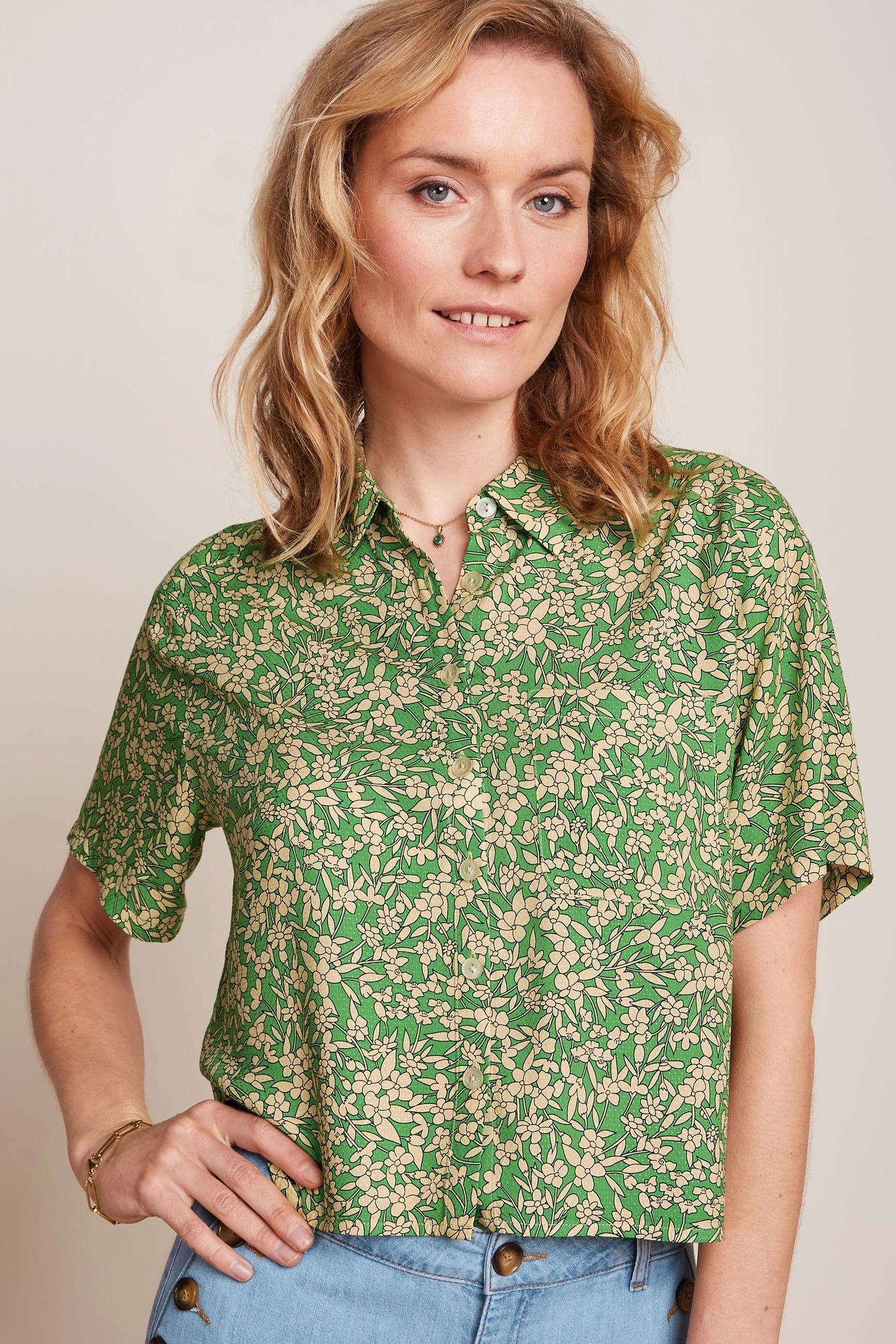 King Louie Evelina Blouse Paradis in Jasmin Green