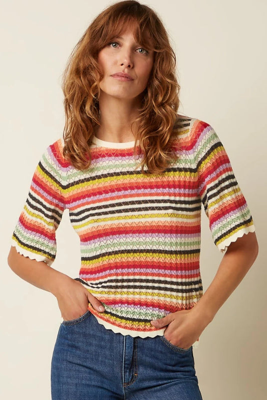 King Louie Marie Top Basile in Multi Colour Stripe
