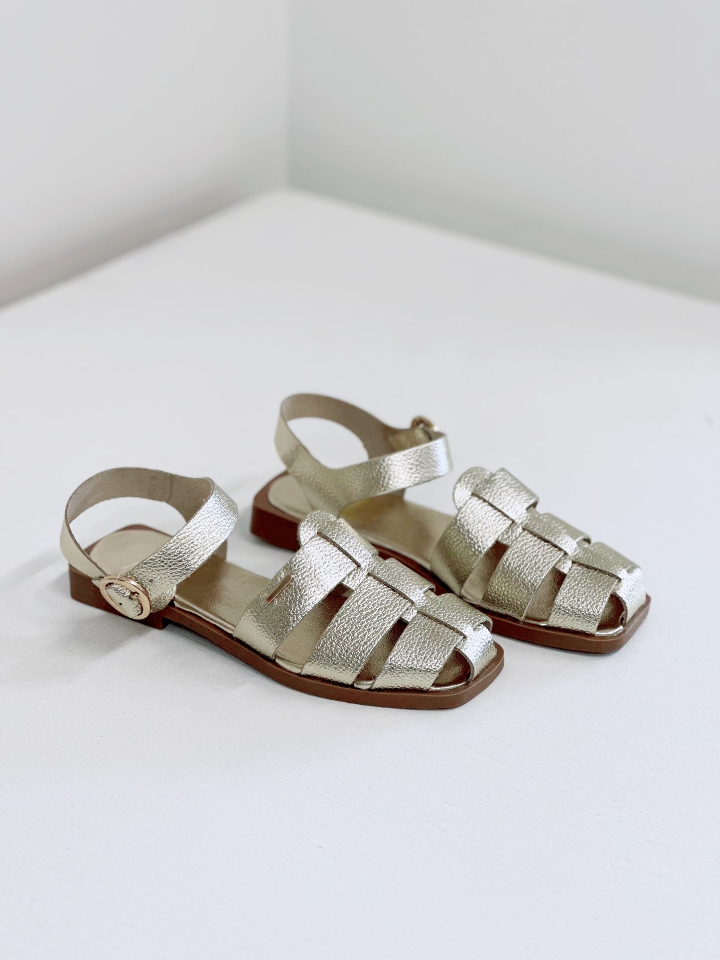 Nu X Neo Wanda Cage Sandal in Gold Leather