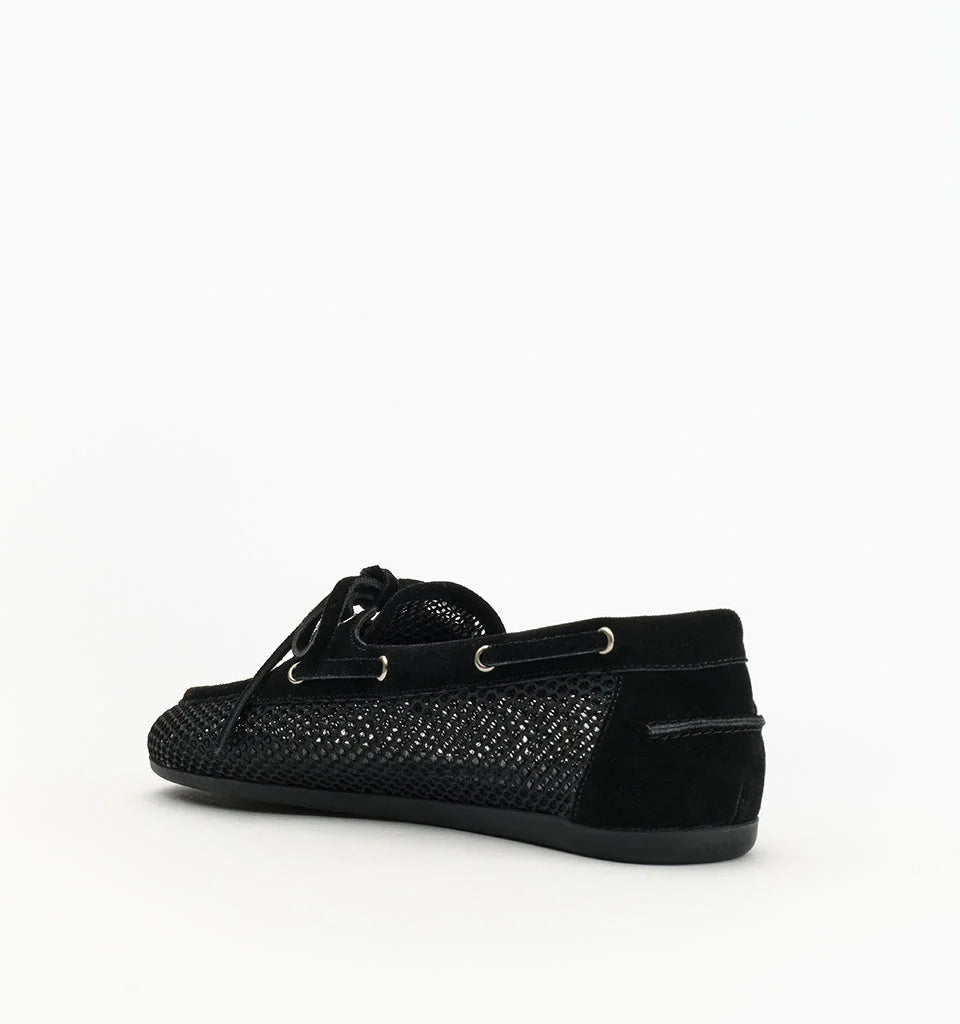 Alias Mae Teddy Mesh Boat Shoe in Black