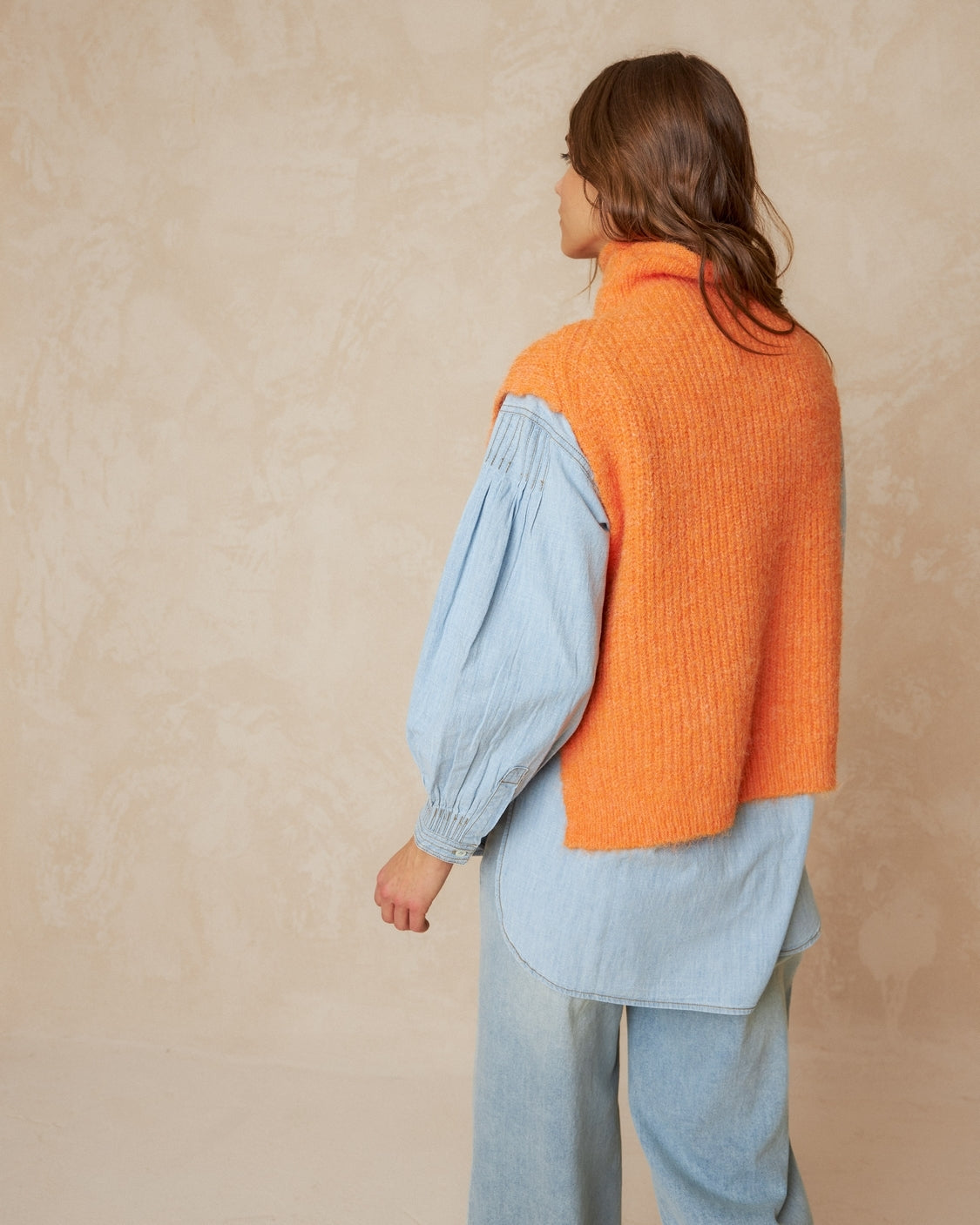 Indi & Cold Square Shaped Knitted Vest in Orange