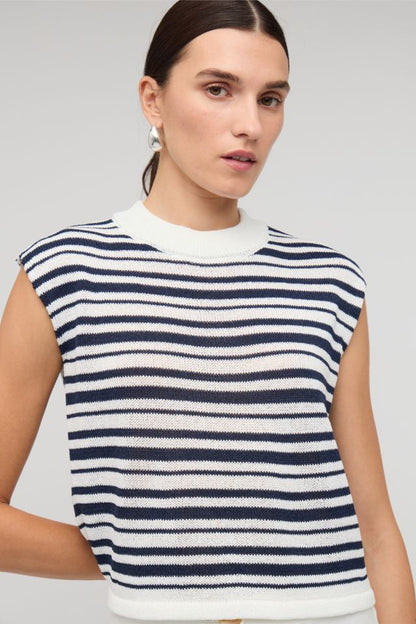 Staple the Label Palmer Stripe Knit Tank White/Navy