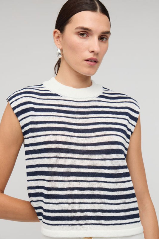 Staple the Label Palmer Stripe Knit Tank White/Navy