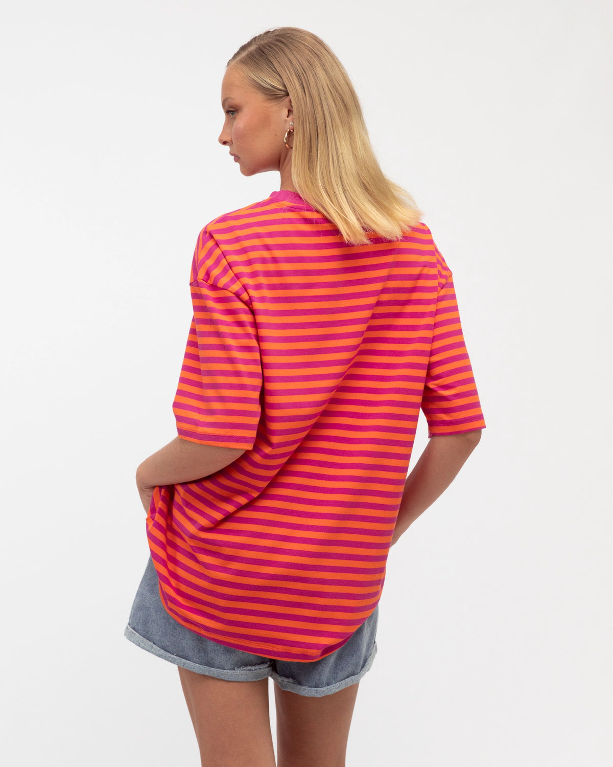 Mimi Stripe Tee Magenta/Orange