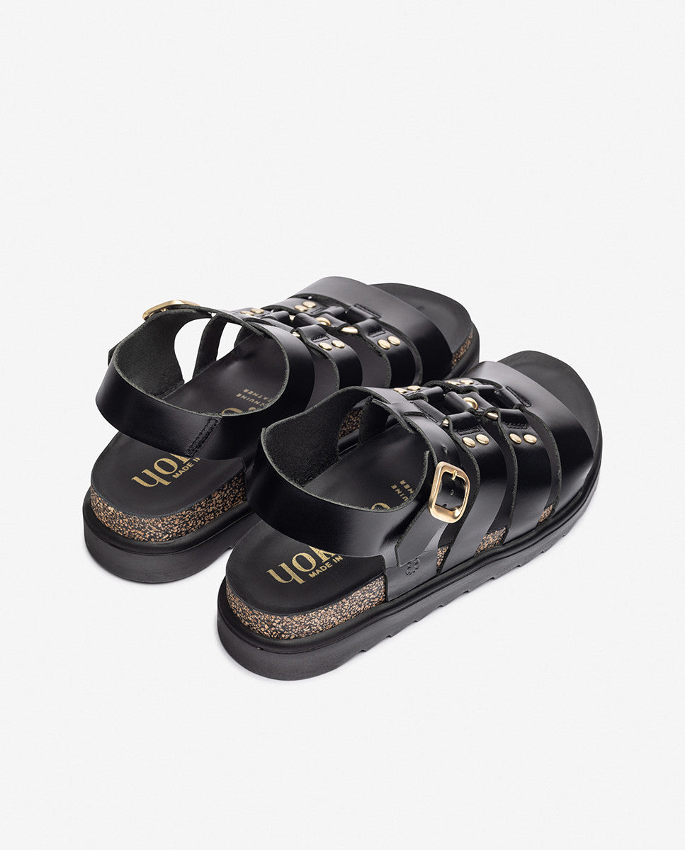 Yokono Tunez 255 Leather Sandal in Black