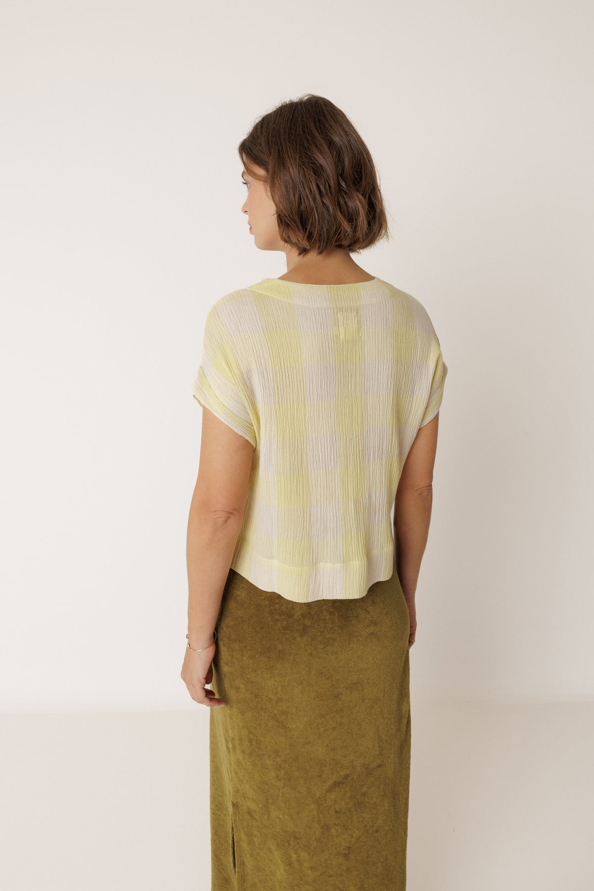 Indi and Cold Gingham Check Shirt in Wasabi