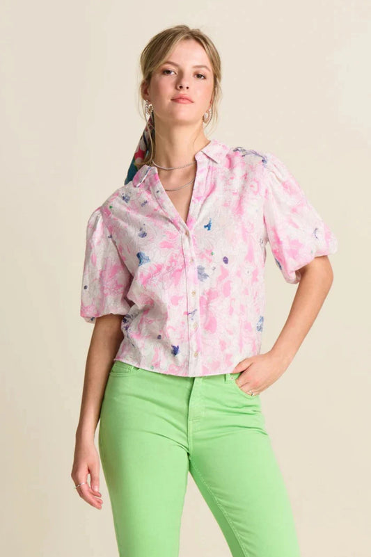 POM Amsterdam Blouse in Shine Lilies Pink