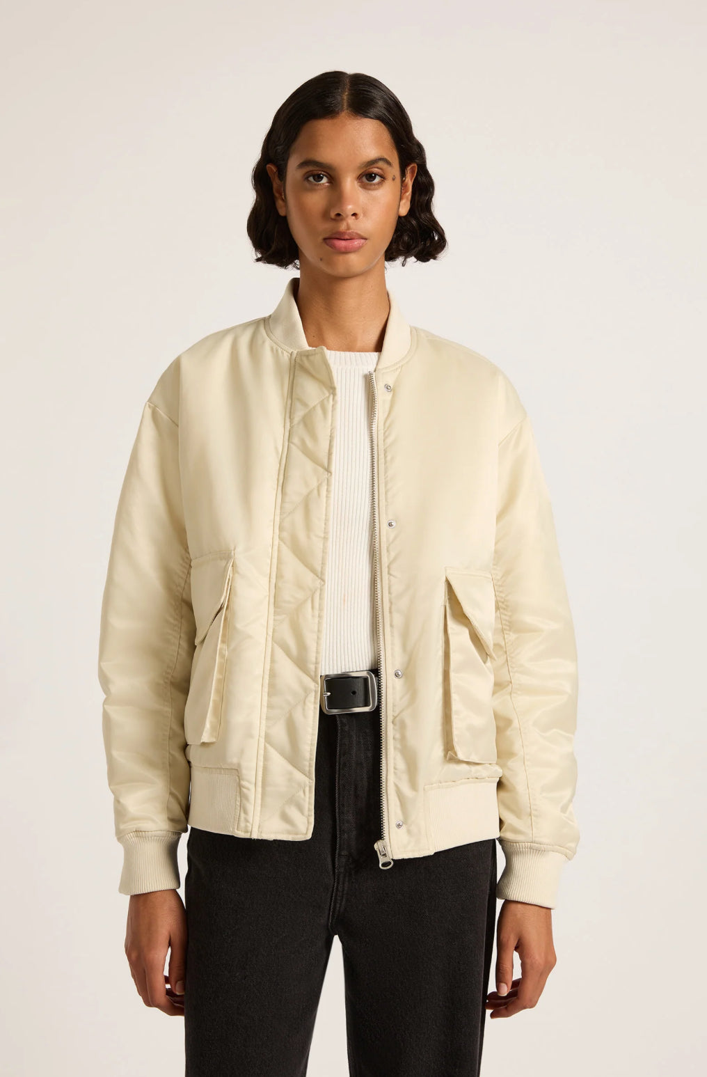 Nude Lucy Crawford Bomber in Bone