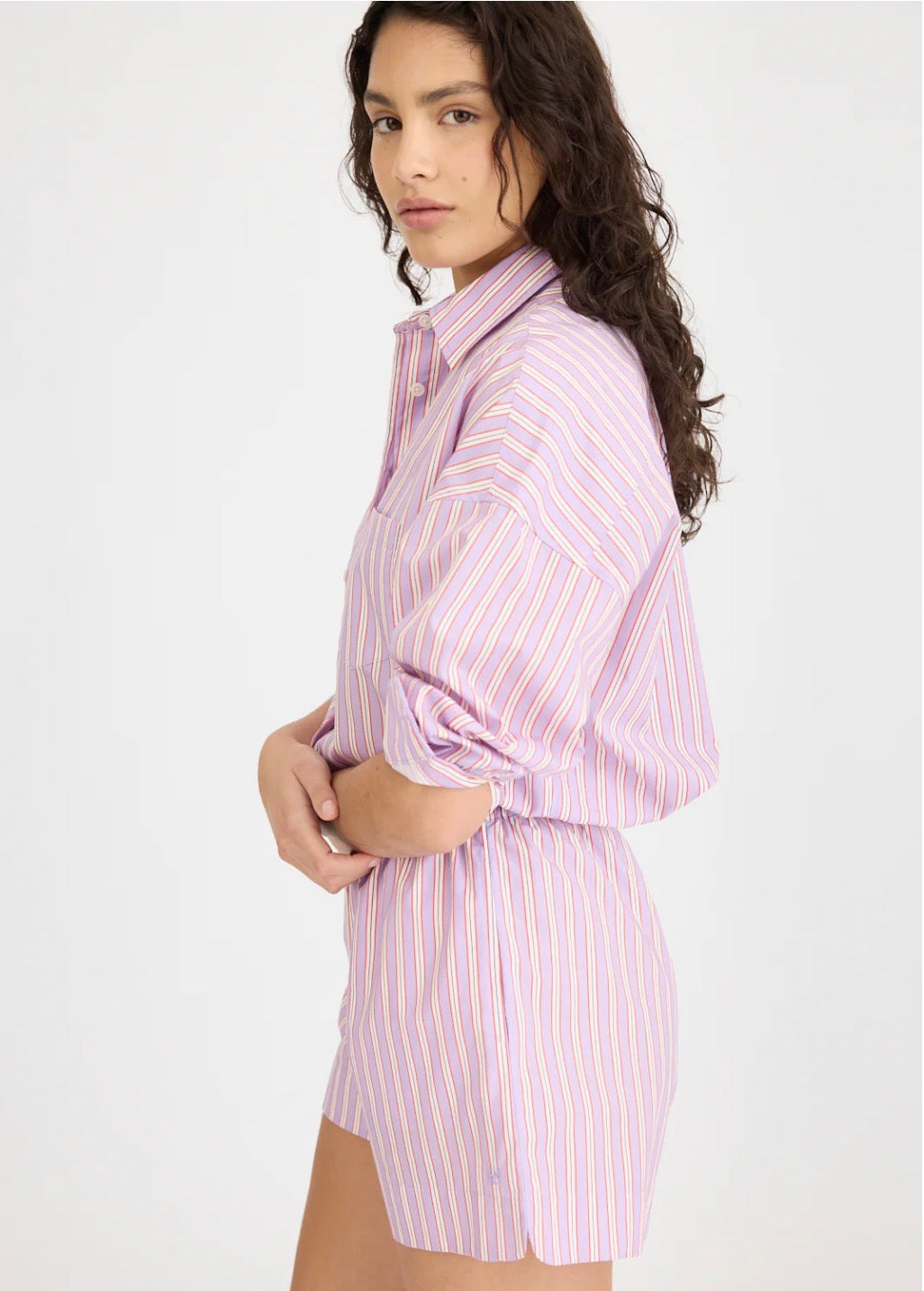 LMND Chiara Long Sleeve Shirt Stripe Viola / True Red / Cherry