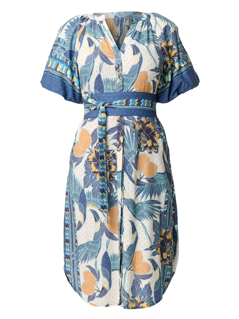 OnceWas Bijou Linen Viscose Dress in Tukano Print