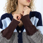 Coster Colourblock Knit Cardigan with Furry Sleeves