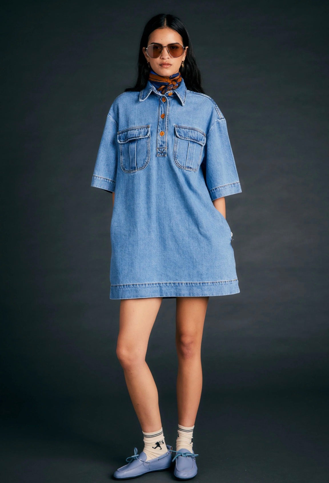 Outland Denim X Karen Walker Travellers Shirt Dress in Light Blue