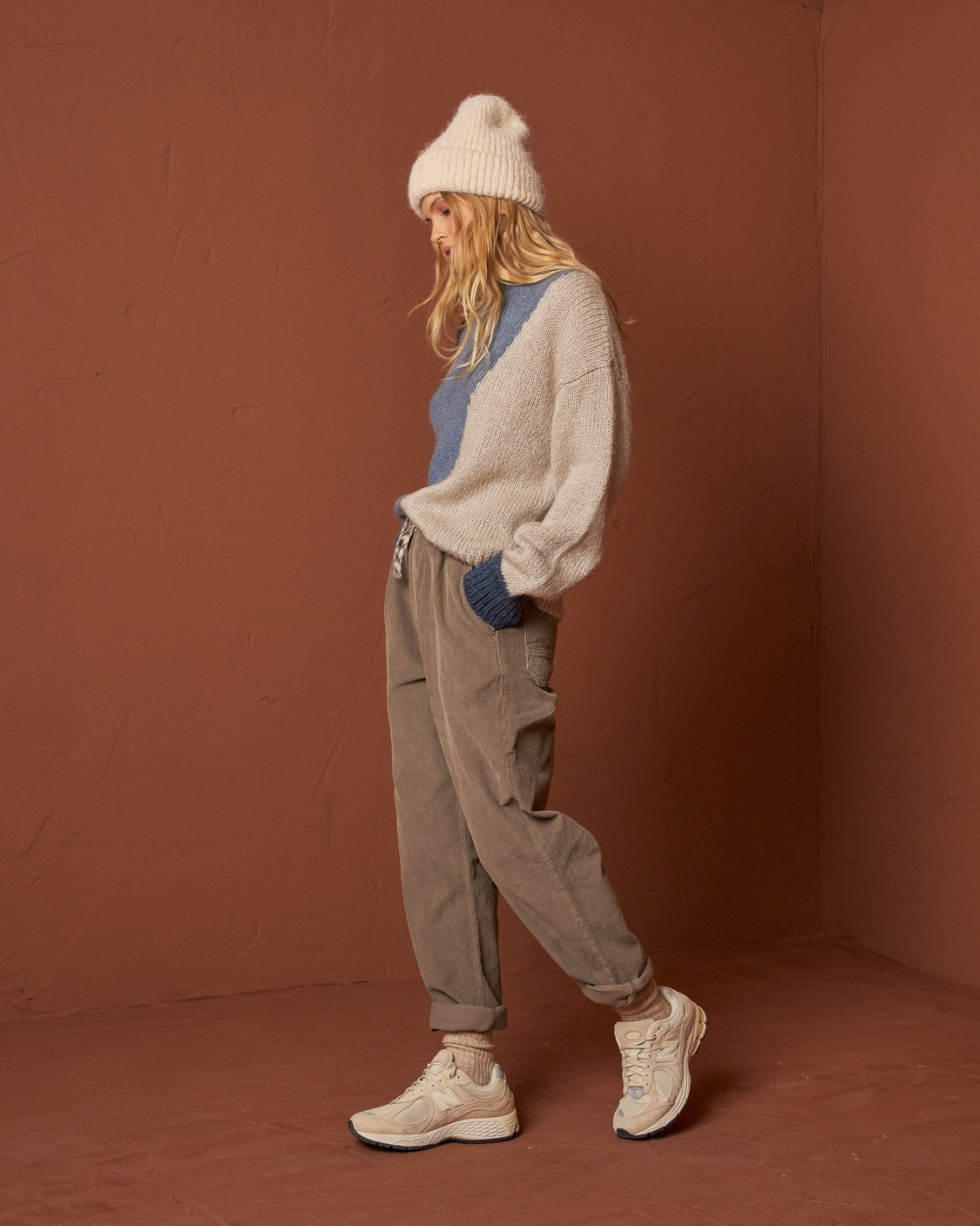 Indi & Cold Micro-Corduroy Ane Pant in Cement