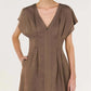 Staple the Label Evian Deep V Mini Dress in Brown