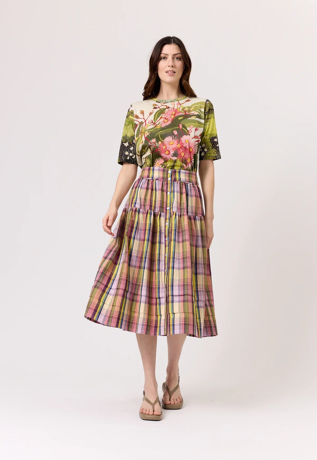 Nancybird Coco Pintuck Skirt in Acid Check