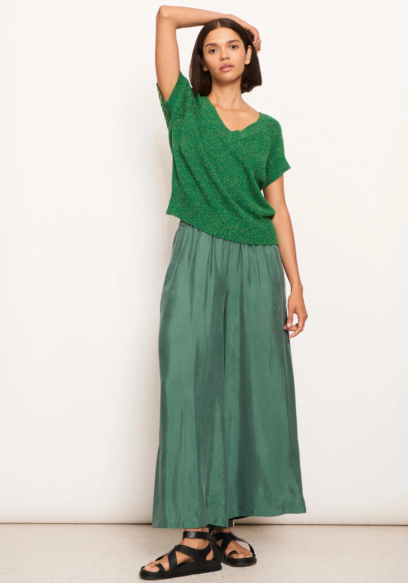 POL Clothing Rig Knit Top in Green