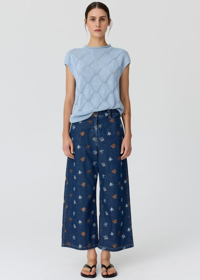 POL Gilt Emb. Pant Denim/Copper