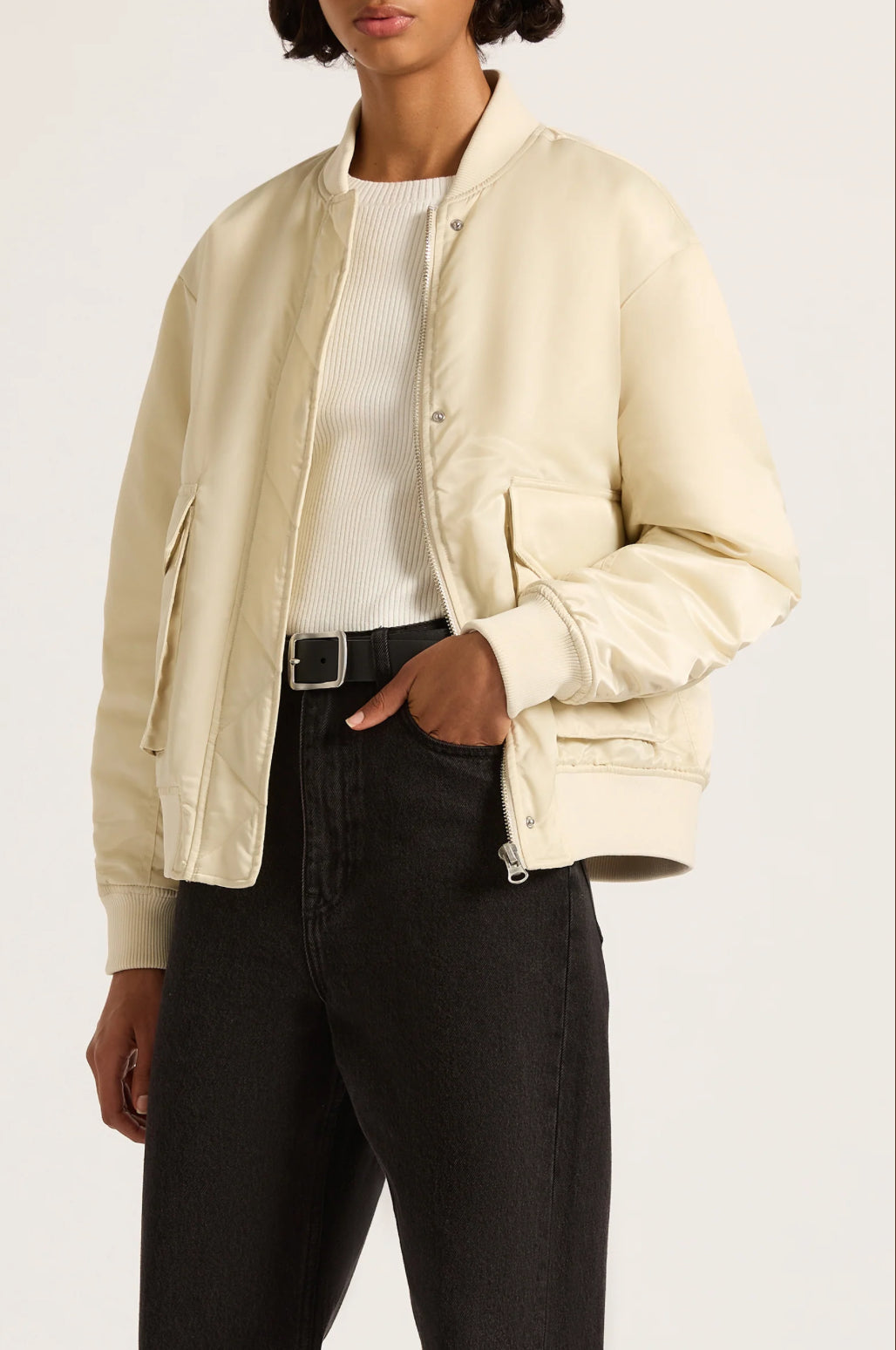 Nude Lucy Crawford Bomber in Bone