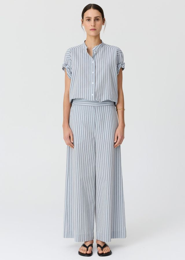 POL Bay Shirt Blue/Choc Stripe