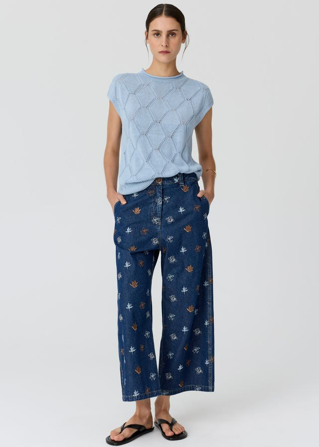 POL Gilt Emb. Pant Denim/Copper