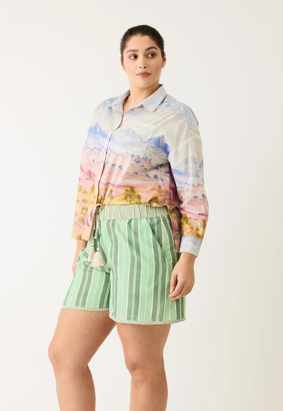 Nancybird Iris Short in Green Stripe