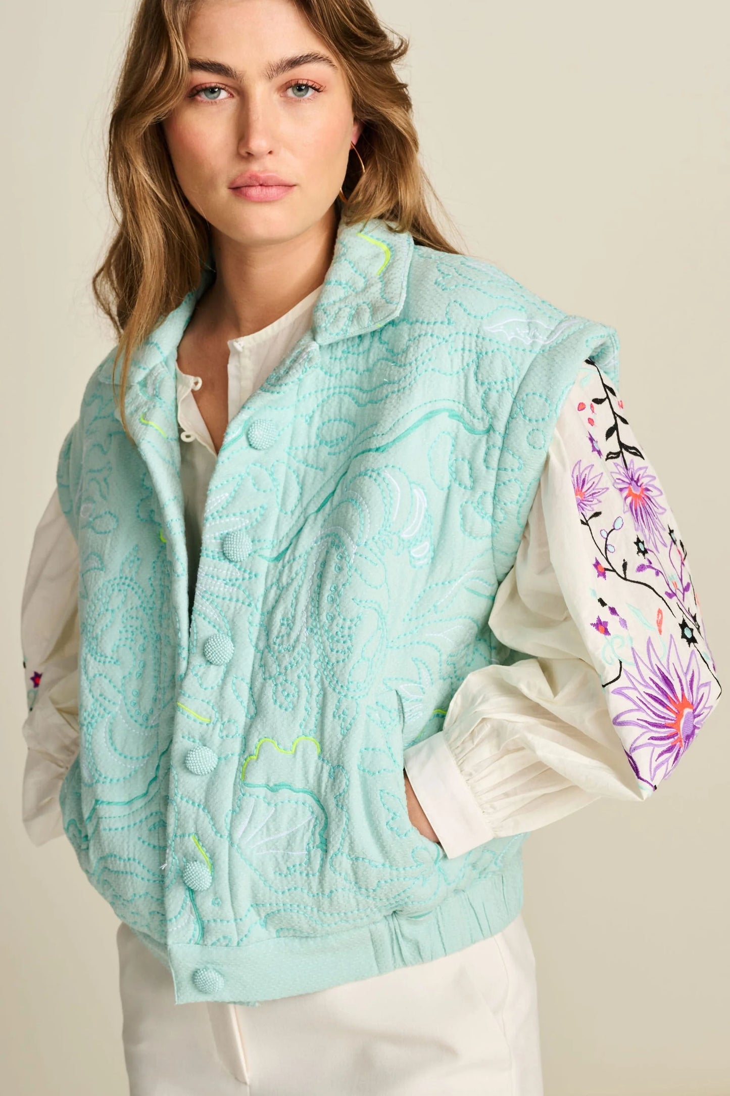 POM Amsterdam Quilted Jacket in Aqua