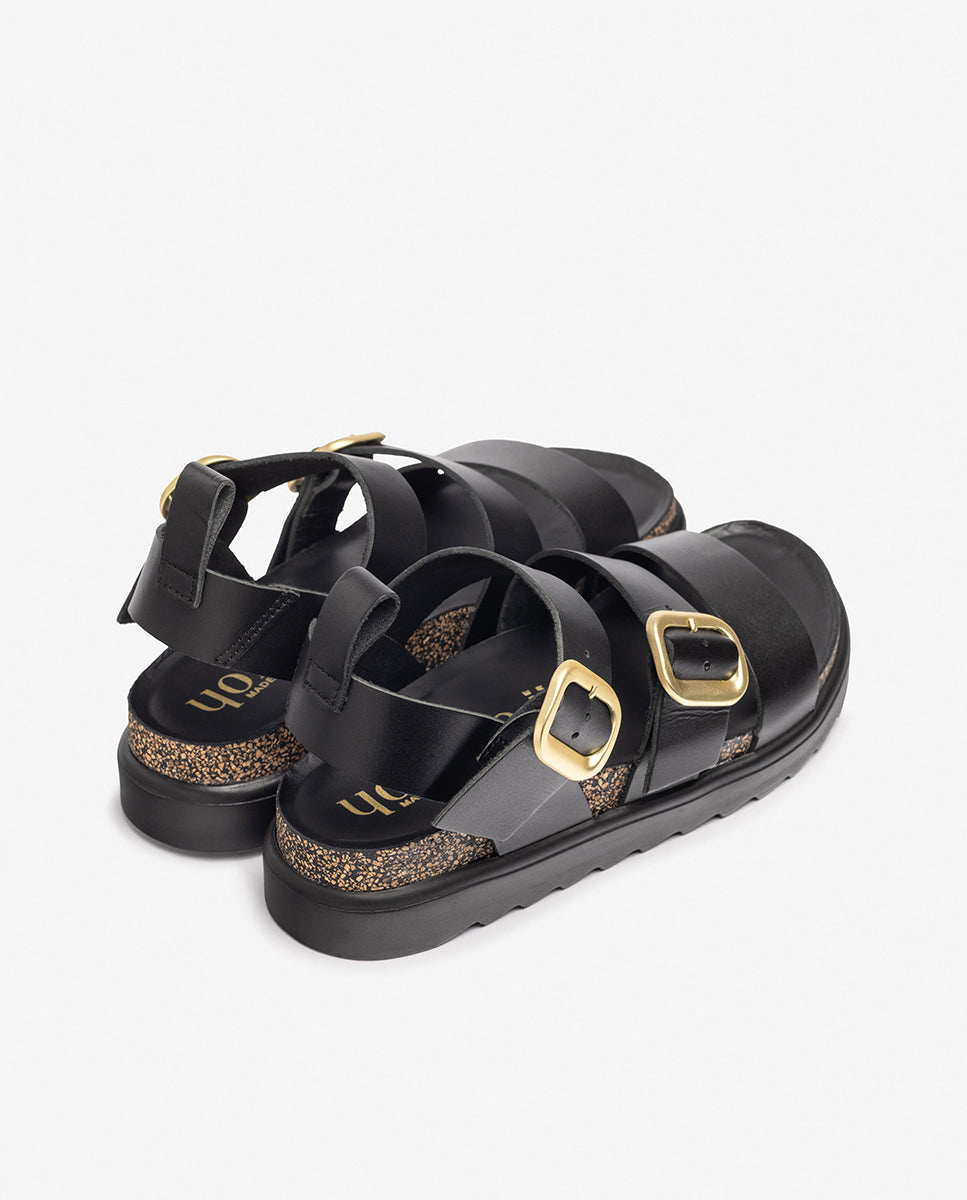 Yokono Tunez 127 Leather Sandal in Black