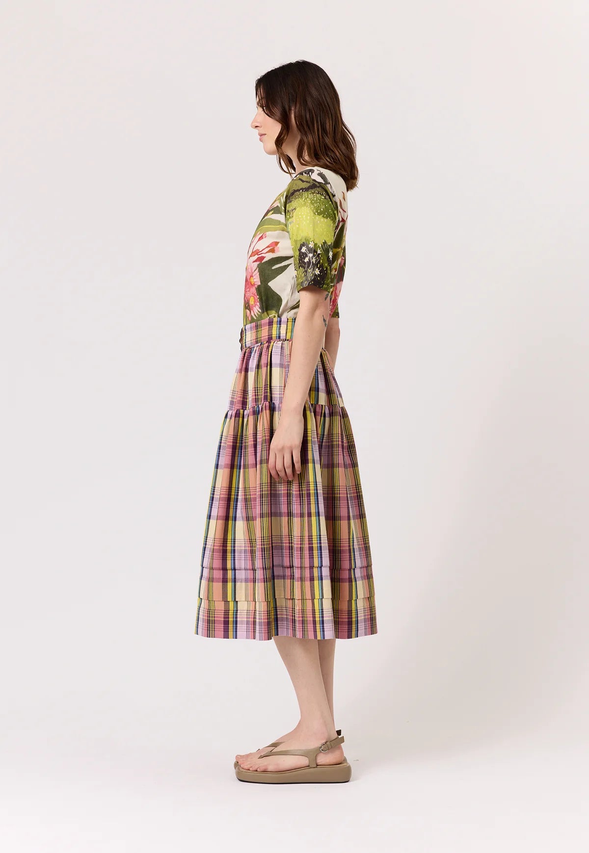 Nancybird Coco Pintuck Skirt in Acid Check