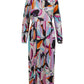 COSTER Leaf Print Dress in Multi Colour, Front Ghost Image