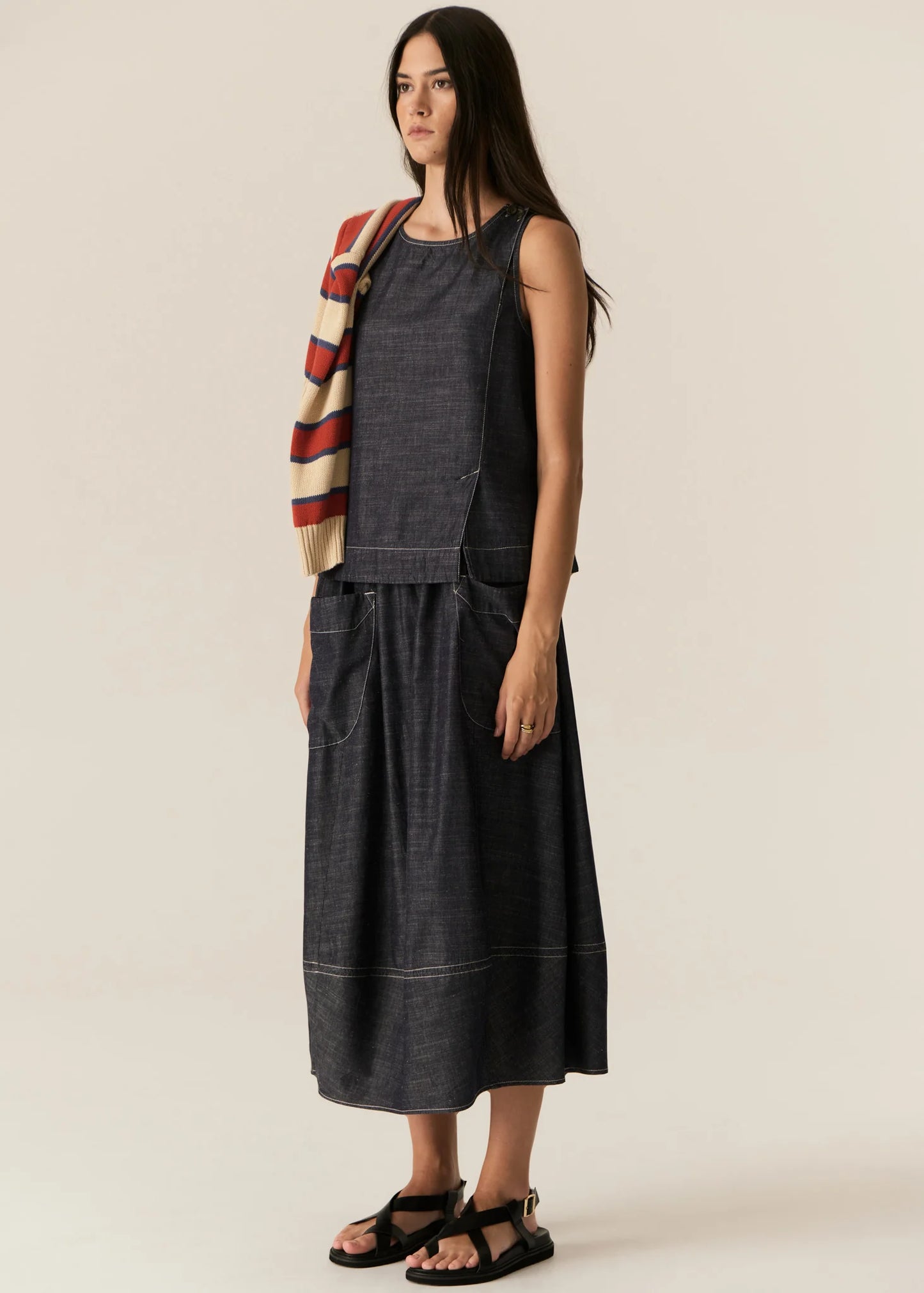 POL Avrid Chambray Bubble Skirt