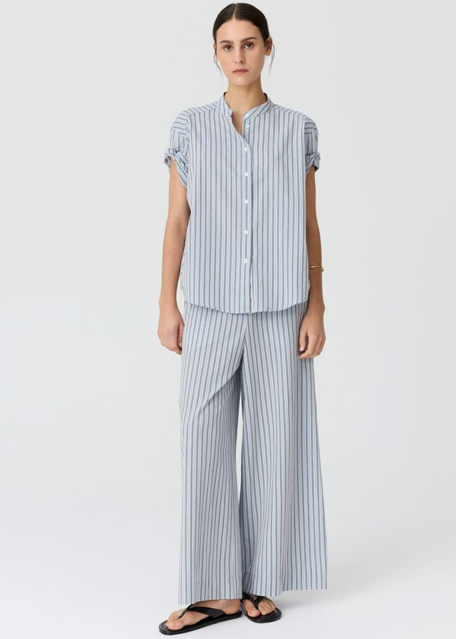 POL Bay Shirt Blue/Choc Stripe
