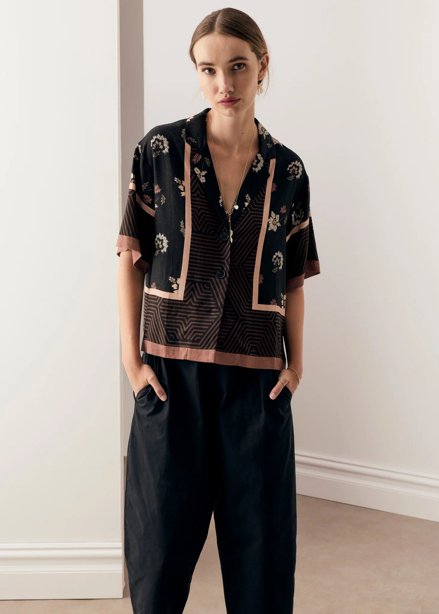 POL Trellis Shirt in Trellis Scarf Print