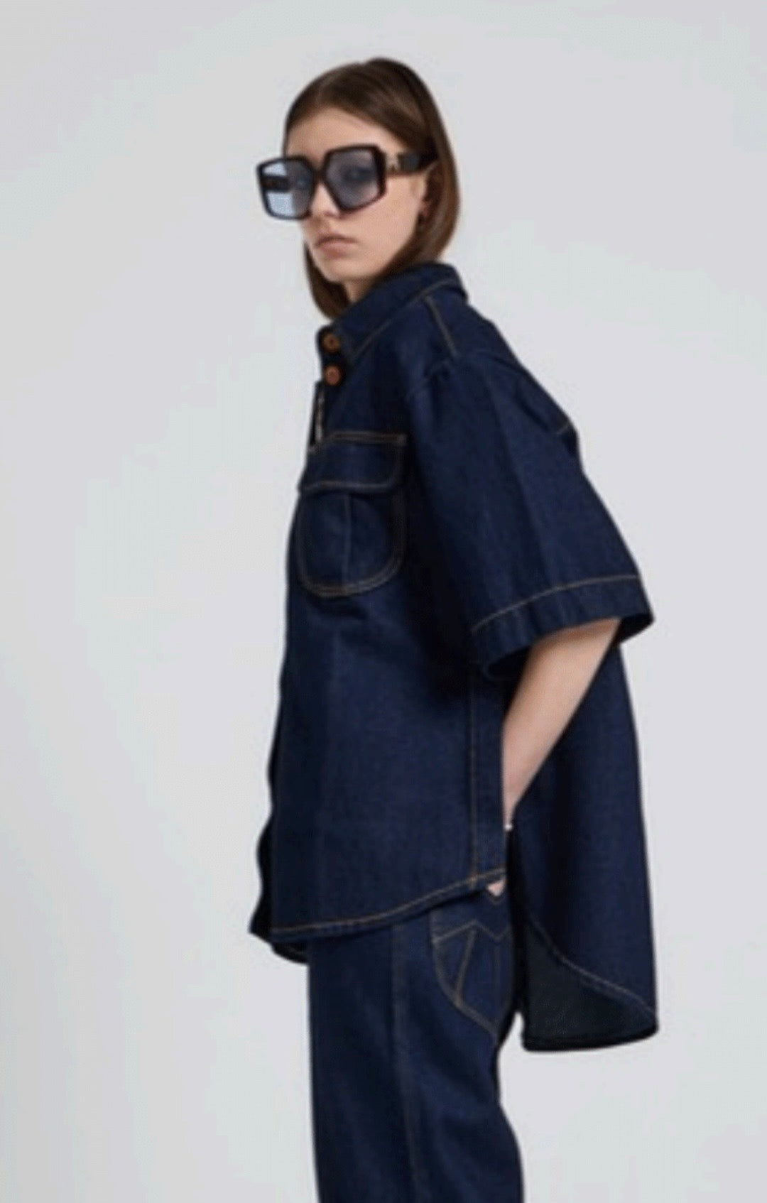 Outland Denim X Karen Walker Mod Shirt in Indigo