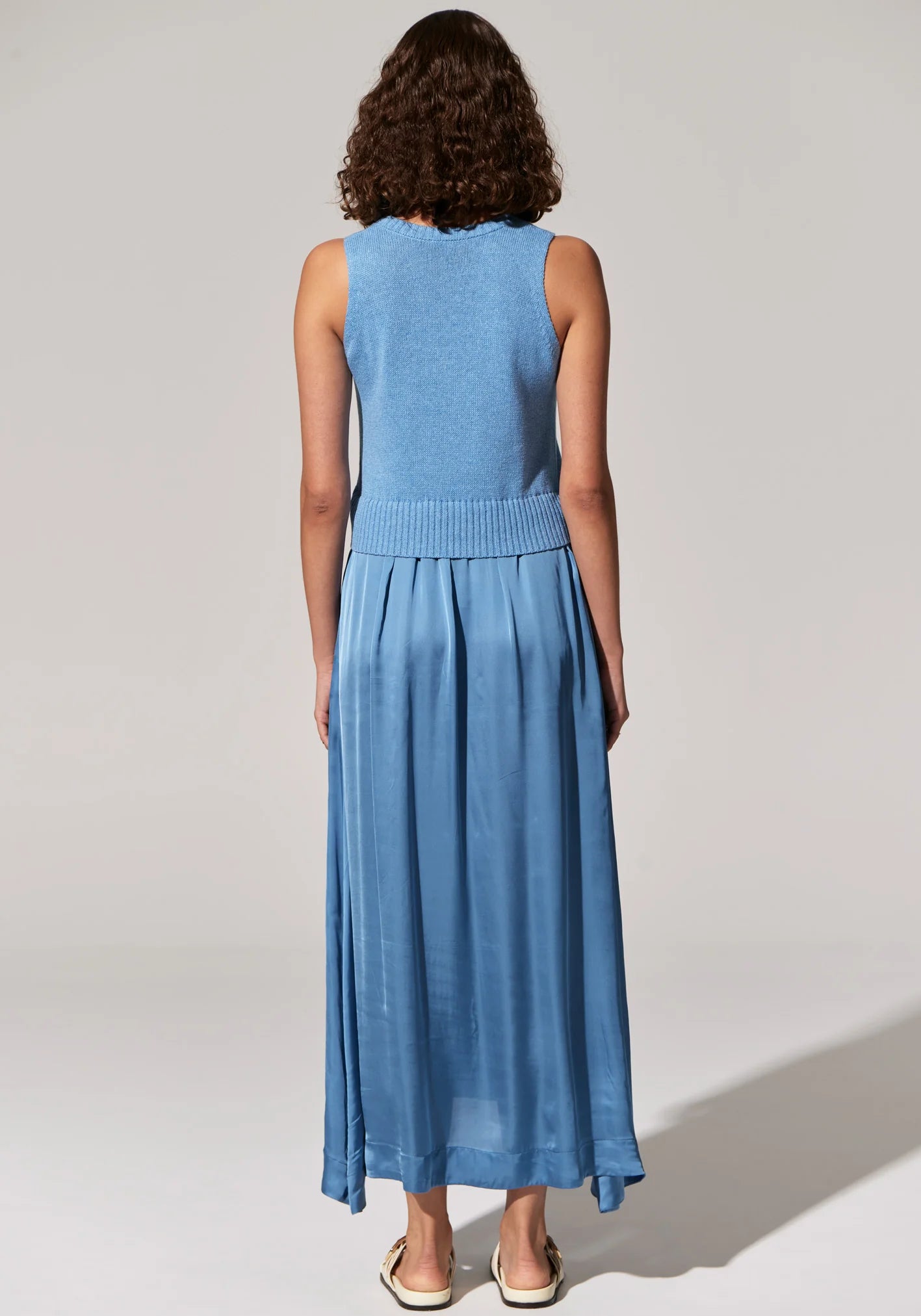 POL Estel Knit Tank Dress in Blue