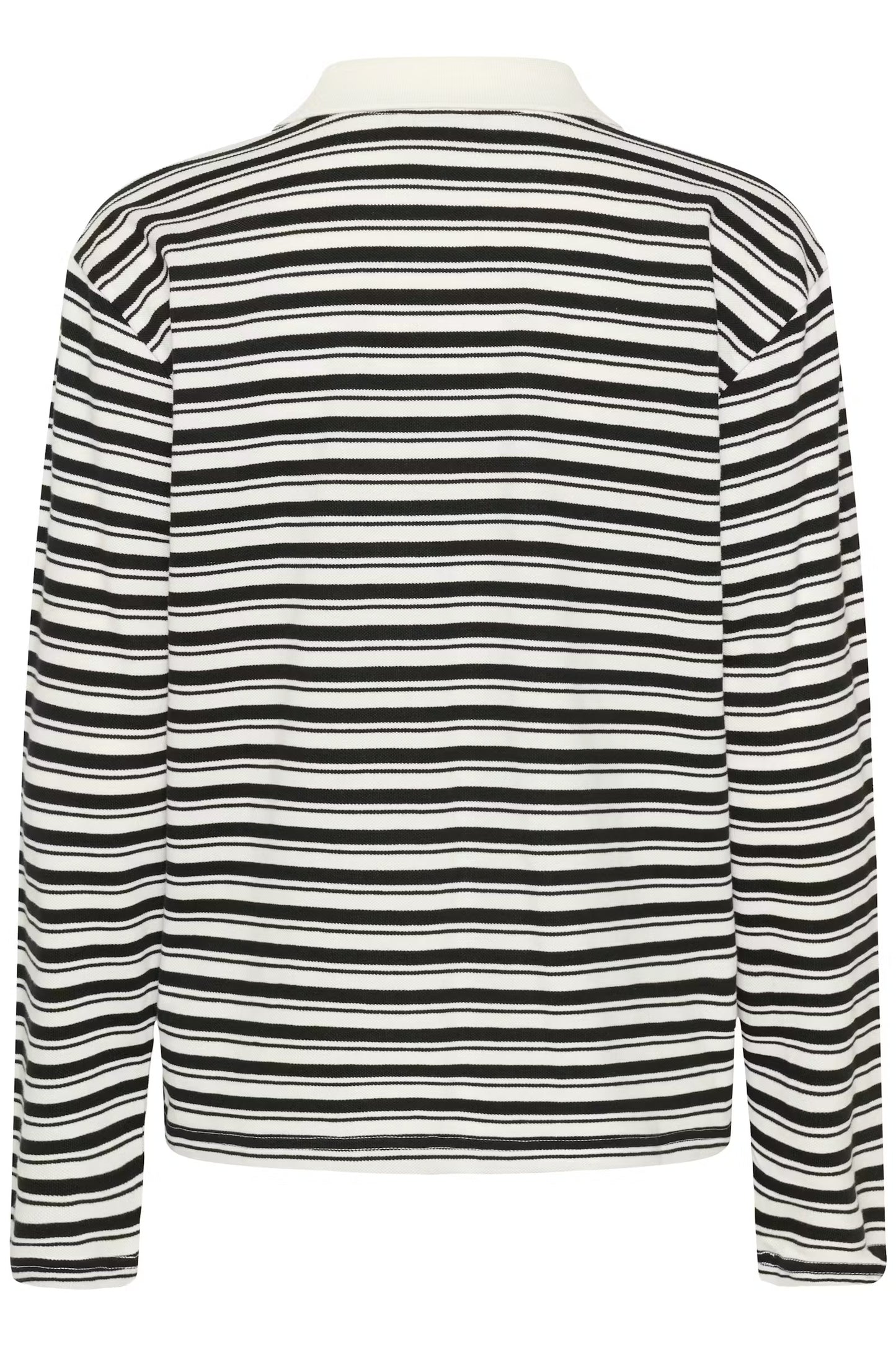 Kaffe KAmiala Polo L/S T-Shirt Black and White Stripe