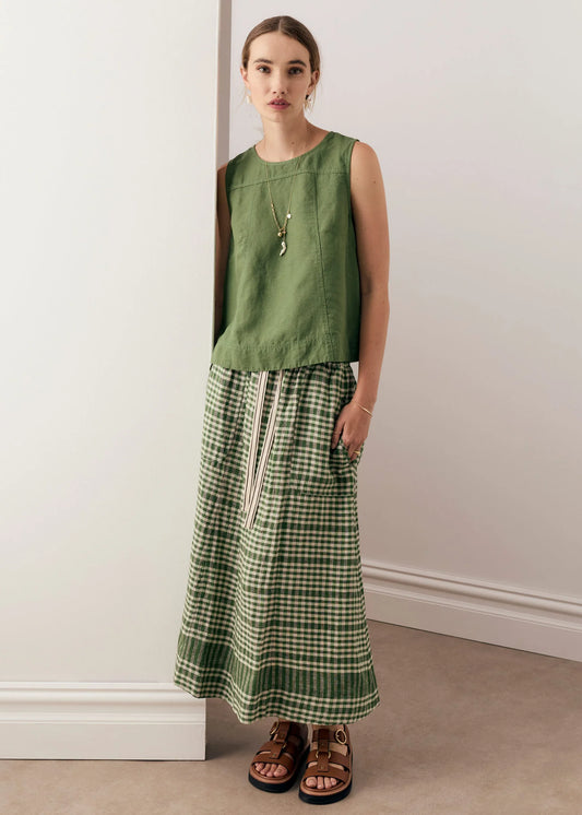 POL Frankie Button Tank Top in Fern