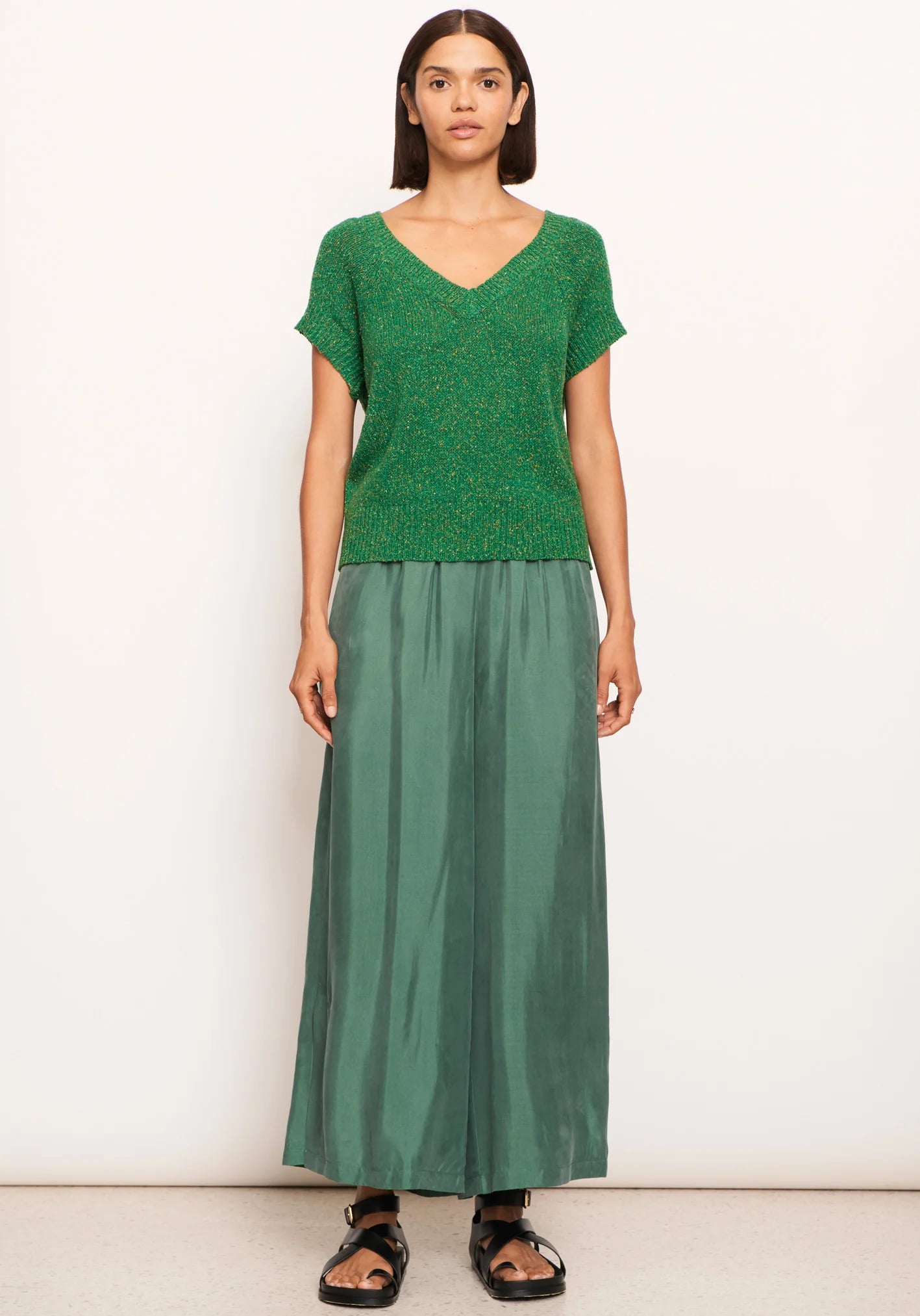 POL Clothing Rig Knit Top in Green