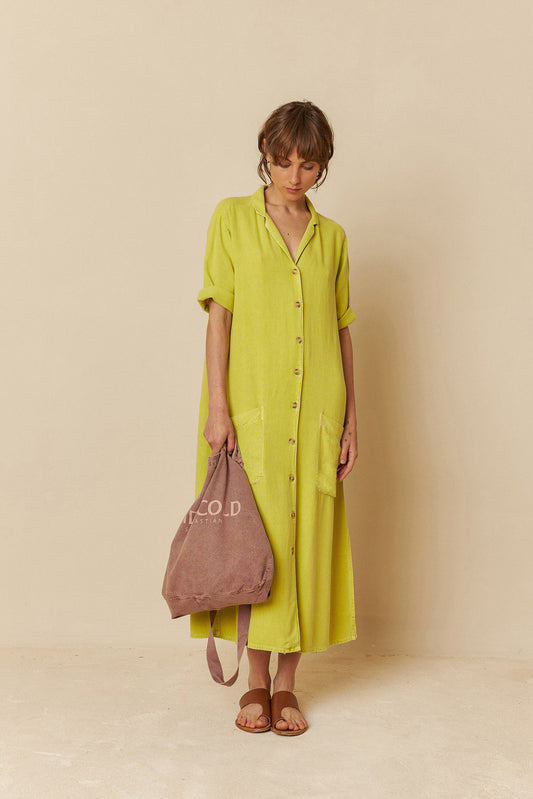 Indi and Cold Shirt Dress in Pistachio