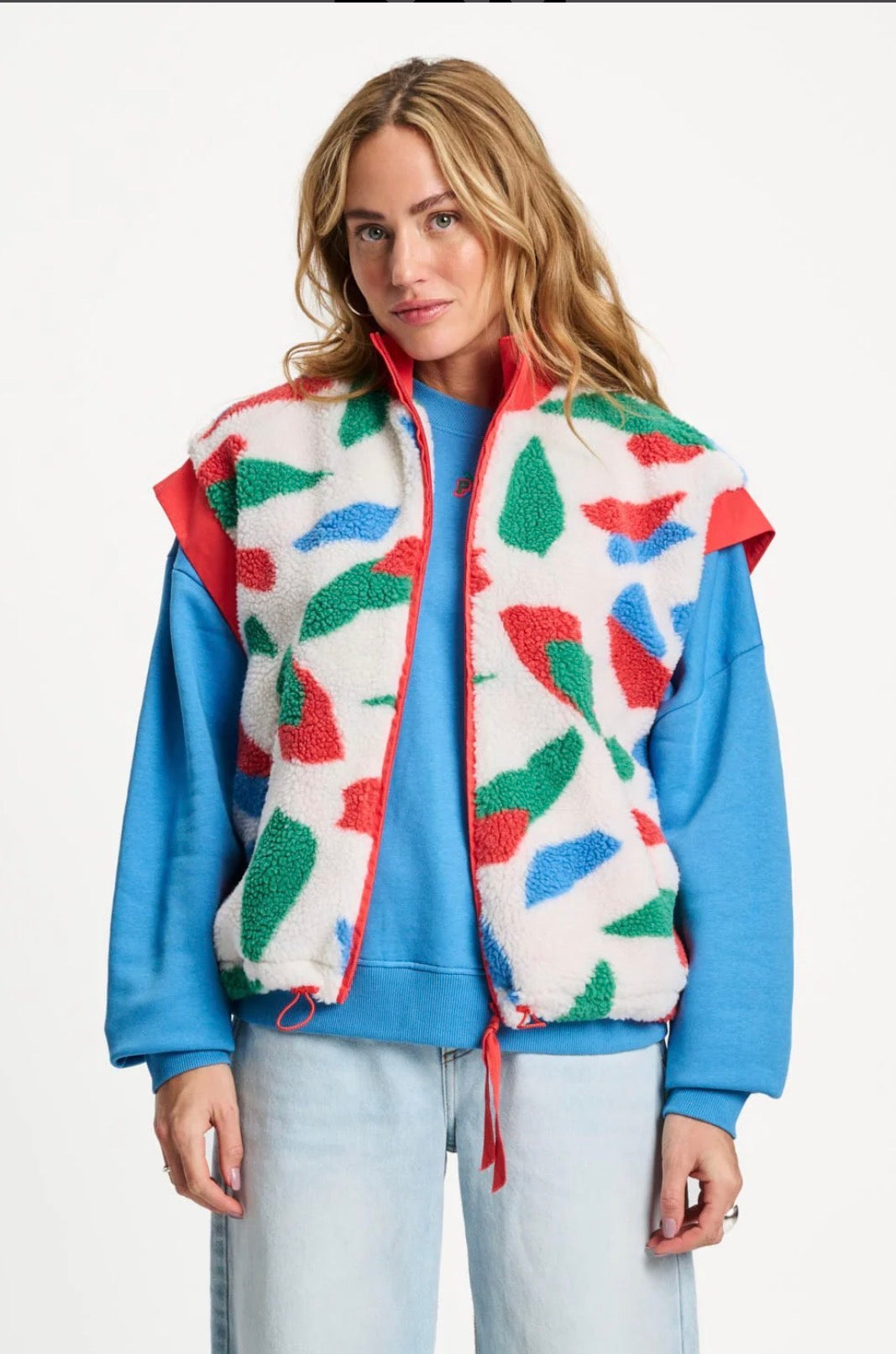POM Amsterdam Fleece Gilet in Team Up Print